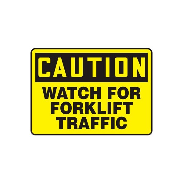 Accuform Accuform Caution Sign, Watch For Forklift Traffic, 14inW x 10inH, Aluminum MVHR633VA - main